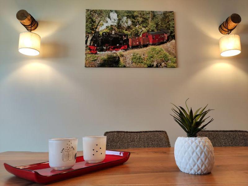 Ferienhaus Blaue Blume Mit 11 Kw Ladestation, Kamin, Terrasse, Eingezaeuntem Garten, Sauna, Wlan, Netflix, 2 Hunde Willkommen! Güntersberge Exteriör bild